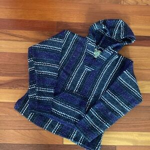 Baja Joe Hoodie size Medium sweatshirt surfer striped Beach Hoodie
